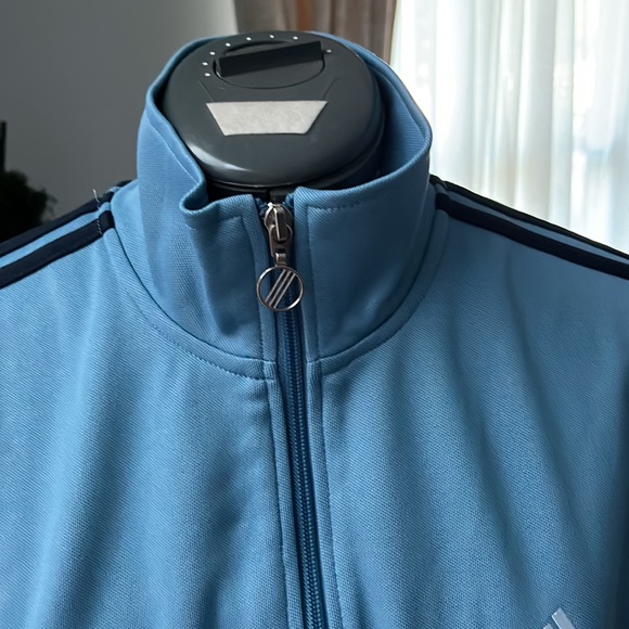 NWOT! Adidas Men’s Jersey Full Zip 3 tone jacket. Large. Knit bottom and cuffs - Picture 4 of 9